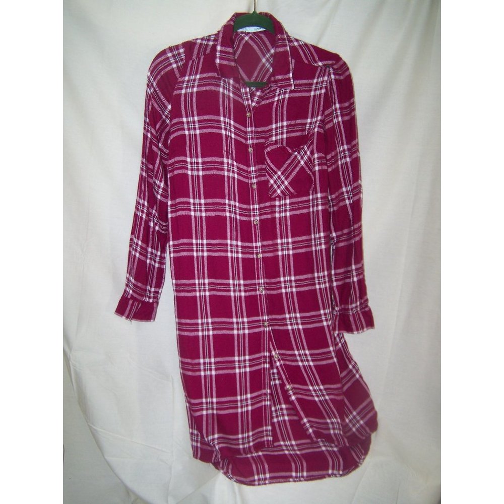 Maurices Top Nightie Dress Plaid Purple Tunic M